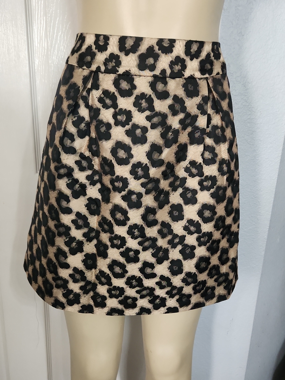 Banana Republic Beige and Black Leopard-Print Mini Skirt
